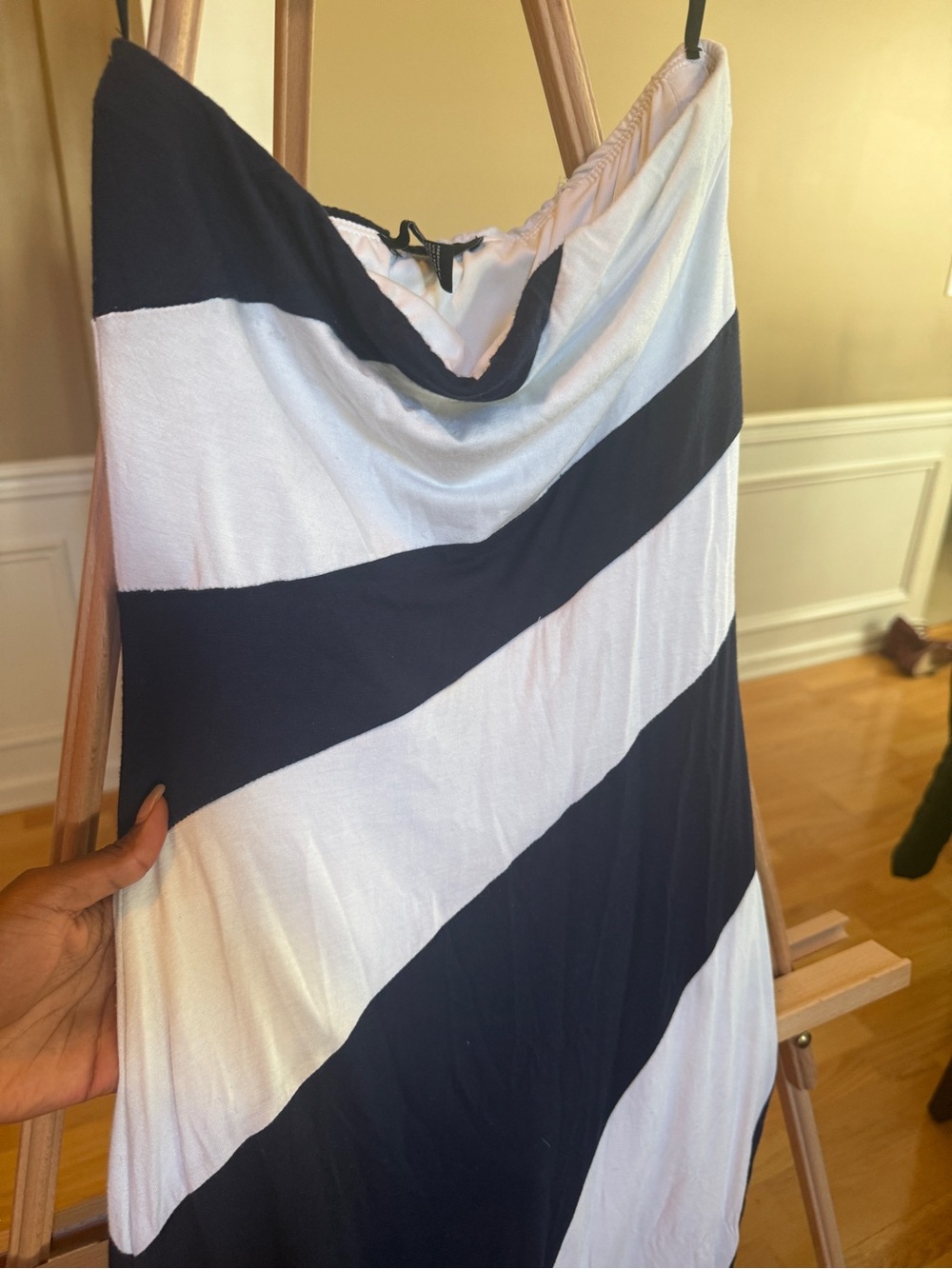 H&M Black and White Maxi Dress with Diagonal Panels - Picture 2 of 3
